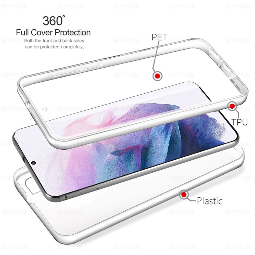 Funda protectora transparente de 360 ° para samsung galaxy s21, ultra s, 21 plus, s21ultra, s21plus, samsun galaxy, funda de silicona para teléfono