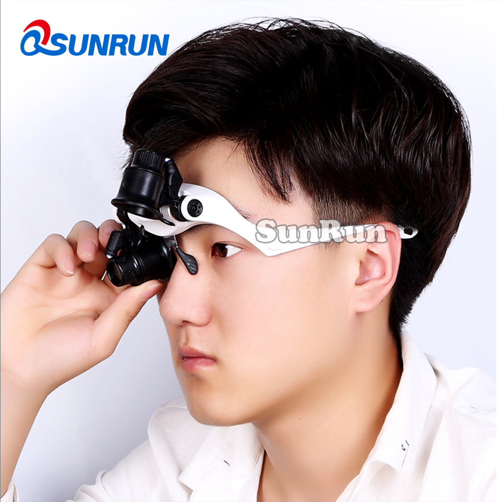 Bril type onderhoud vergrootglas reparatie klok HD verrekijker stempel antieke identificatie verrekijker LED verlichting vergrootglas