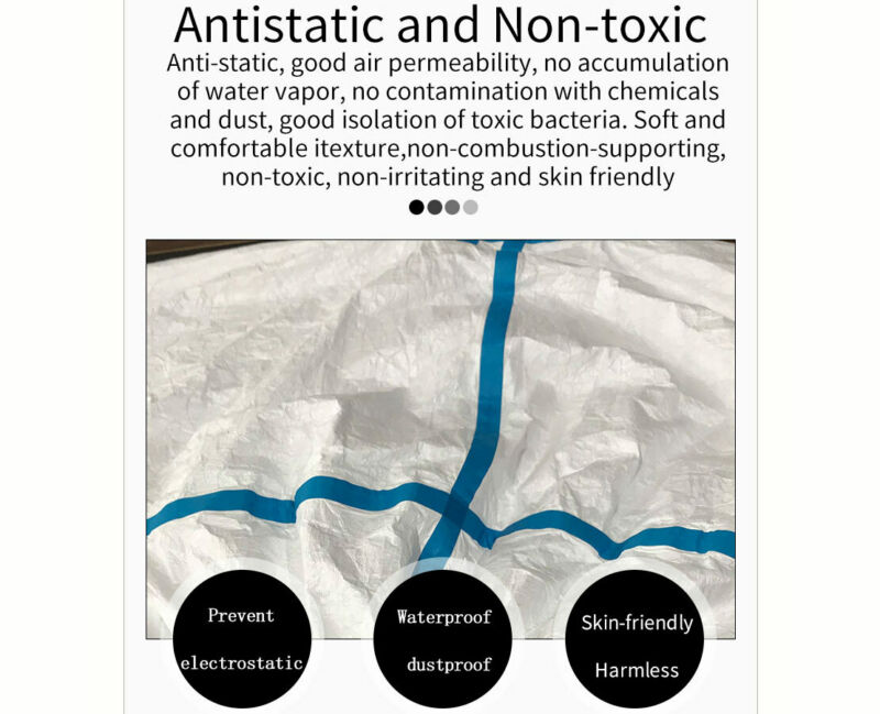 White Coverall Hazmat Suit Protection Protective Disposable Anti-Virus Clothing Disposable Factory Hospital Safety Clothing