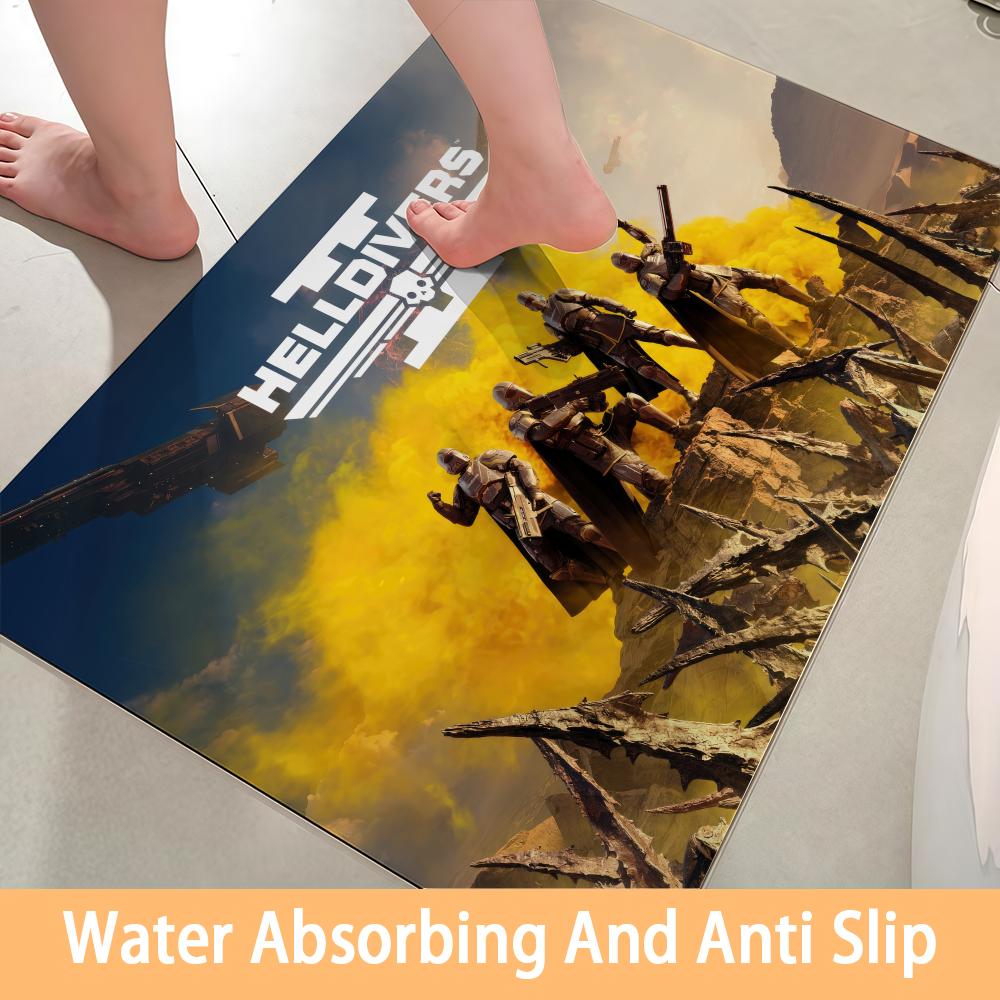 Helldivers 2 Tappetino Morbido Diatomea Bagno Tappetino Assorbente, Toilette del Bagno, Tappetino per la Casa, Tappetino per Porta Tappeto