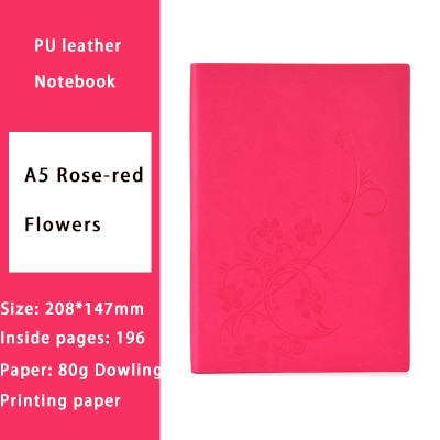 Blødt omslag notesbog enkel linjeret journal dagbog planlægger notesblok almindelig blank  a5 dagbog business bog notesblok: Rosenrøde blomster