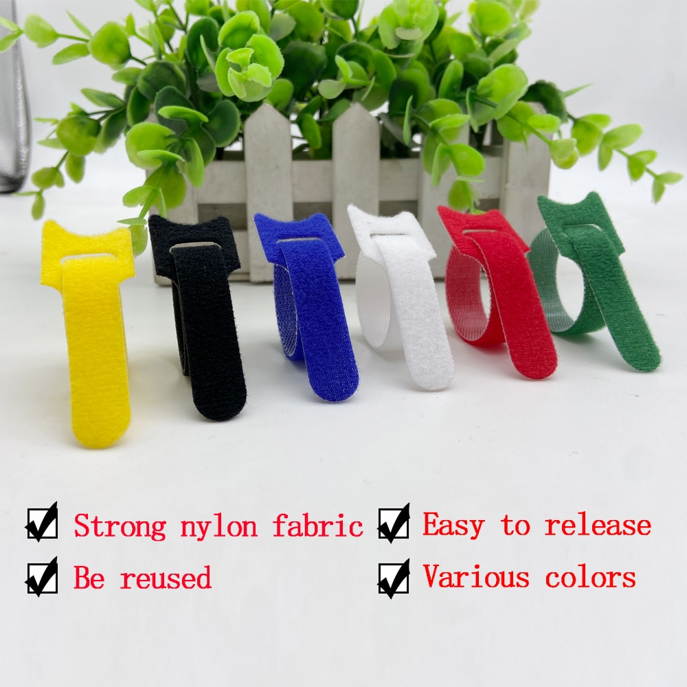 30pcs 1.2X15CM Adhesive Fastener Tape Reusable ties Hook and loop fastener Tape Nylon velcros Cable Ties velcros Strap wire