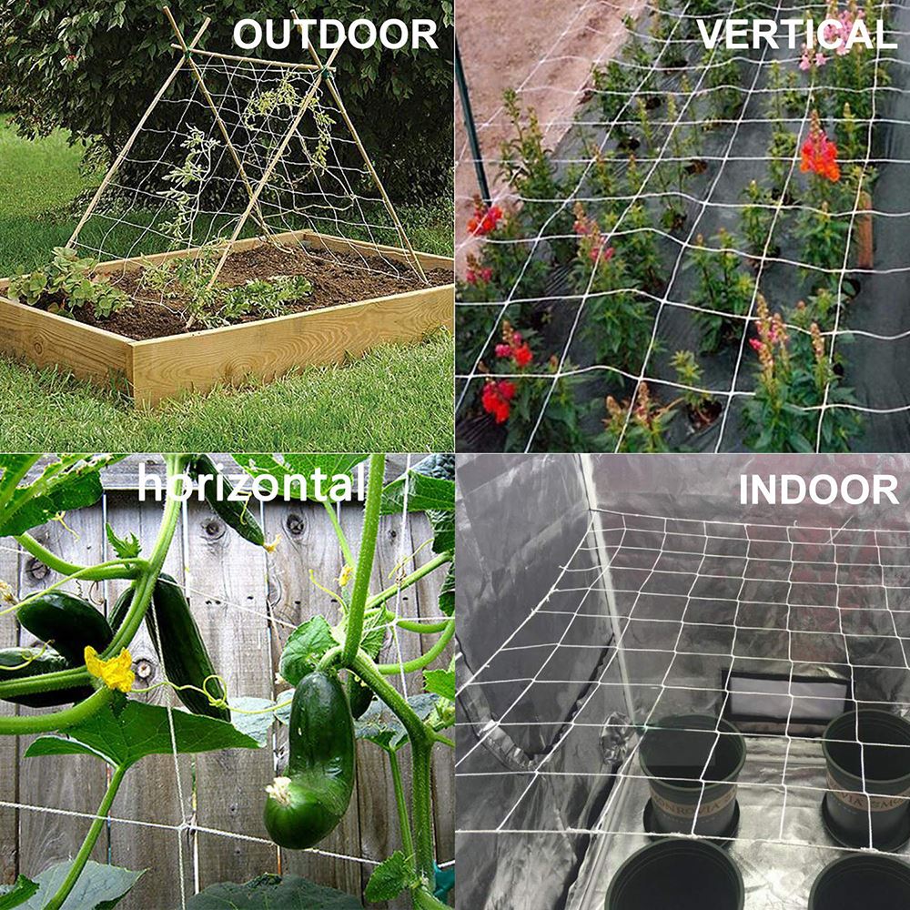 Flor de jardín, enrejado de vid de poliéster, soporte de red, rojo para plantas trepadoras, aterrizaje, pepino, marco de cultivo, malla, tejido de verduras