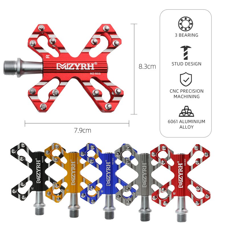 MZYRH 503 Bicycle Pedals MTB Mountain Bike 3Bearing Pedal CNC Machined Aluminum Alloy Ultralight Pedals Road Bicycle Accessories