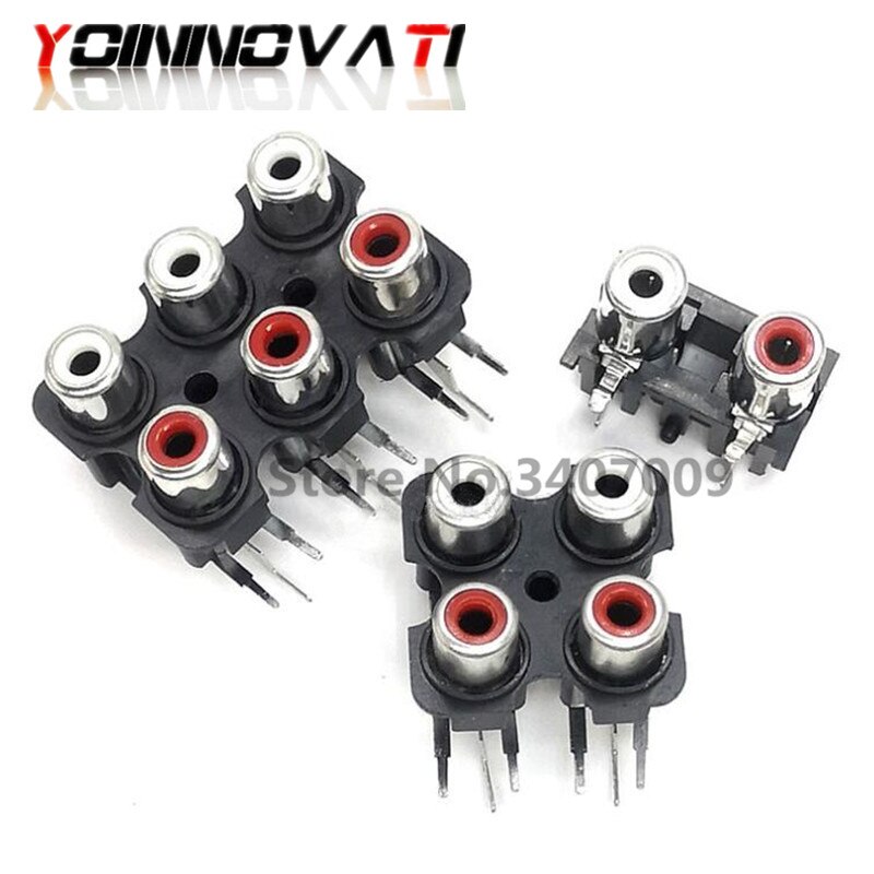 5pcs/lot RCA socket 4P multichannel audio signal input socket 4-hole lotus socket 4-position lotus socket connector