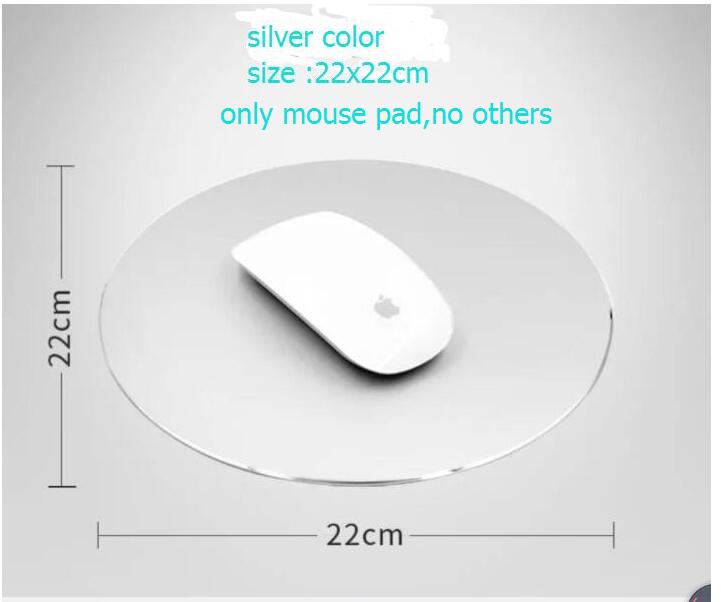 Aluminum alloy Pad with Non-Slip Rubber Bottom Mouse Pad anti slip Mousepad Gaming Mat Mouse with free tablet support: R silver22x22cm