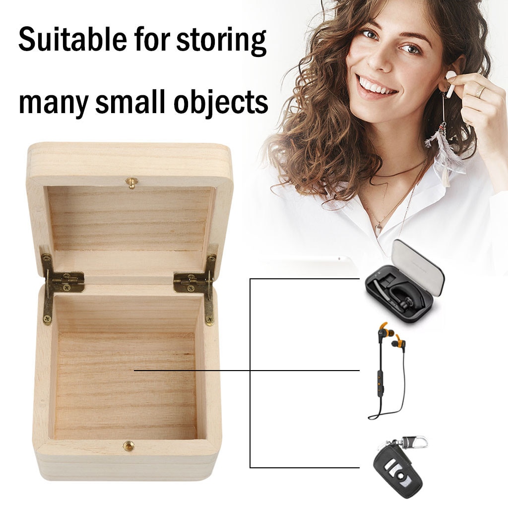 Storage Wood Box Case For Jewel Small Gadget Memory Keepsake for necklace bracelet bangle earrings charms 5.8x9.5x9.5cm
