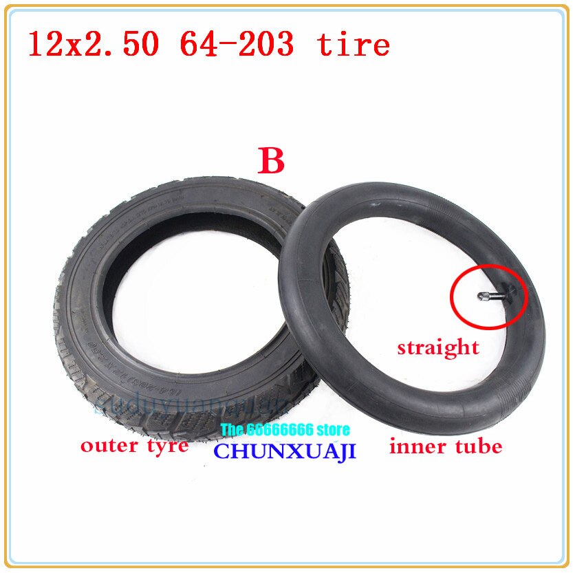 Neumático de rueda de 12 pulgadas, tamaño 12x2,50 64-203 para Mini motocicleta, carro de bebé de bicicleta eléctrica, tubo interno de neumático 12*2,50