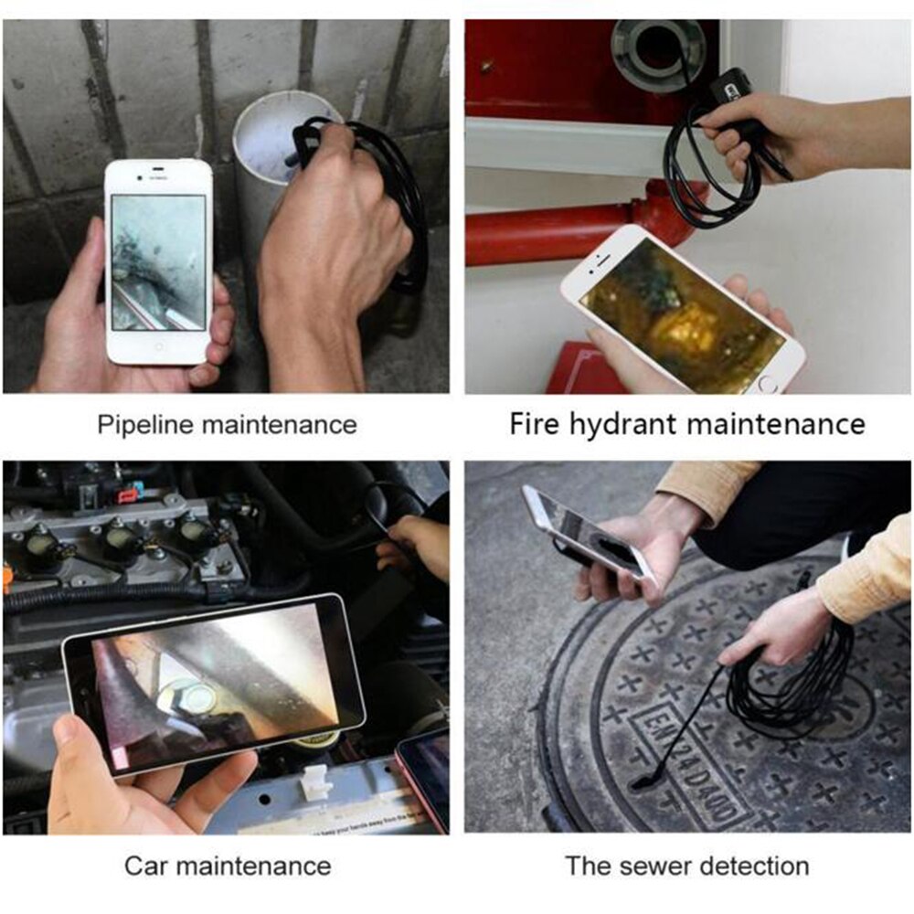 HD Wifi Endoscope Camera Mini Waterproof Hard Cable Inspection Camera 8mm USB Endoscope Borescope IOS Endoscope For Iphone