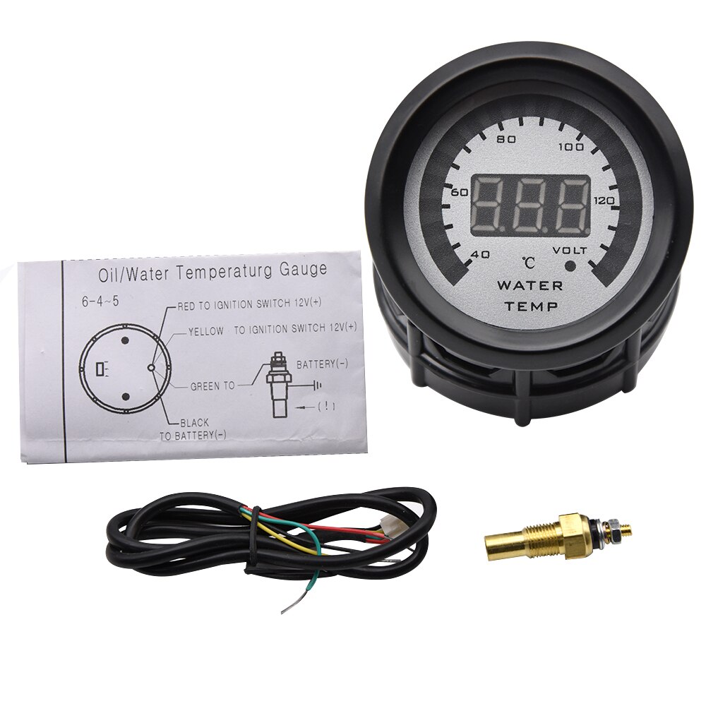 52MM Car Digital Gauge LCD Display Oil Pressure Voltmeter Water Temp Meter With Sensor Air Fuel Ratio Tachometer Boost Meter: water temp gauge