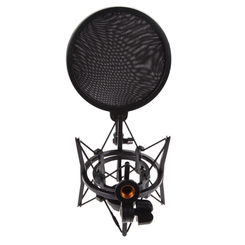 Microphone Mic Shock Mount with Shield Articulating Head Holder Stand Bracket for Studio Broadcast