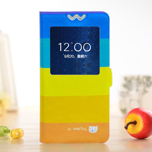 QIJUN Cover capa Voor LG G3S G3Beat G3 Mini g3mini D724 D725 Geschilderd Cartoon Magnetische Flip Window PU Lederen Telefoon bag Cover: Five grid color