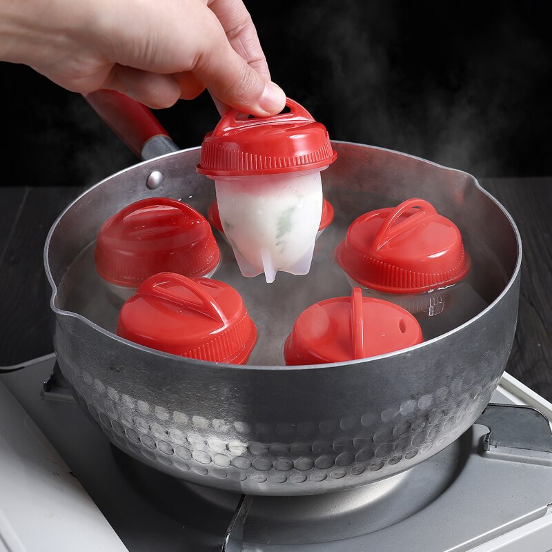 Accesorios de cocina, molde de silicona para huevos al vapor, lote de 6 unidades, utensilios para el hogar para huevos hervidos, utensilios para pelar huevos: Default Title