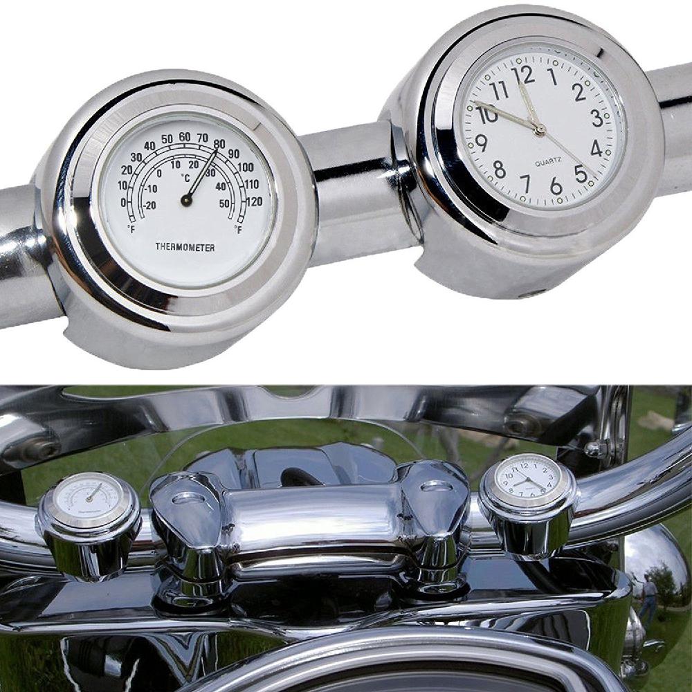 22-25MM Motorrad Lenker Uhr Thermometer Moto Lenker Montieren Zifferblatt Uhr Uhr Thermometer Temp Gauga für Yamaha Kawasaki