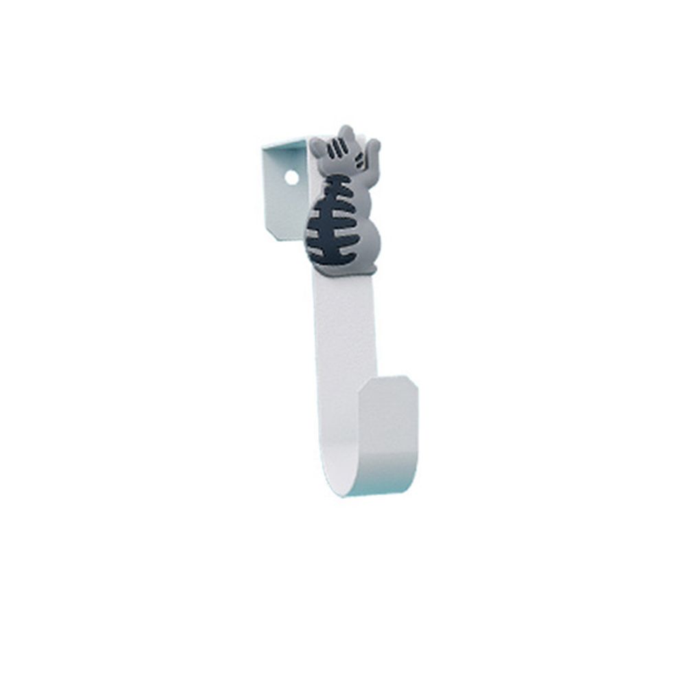 1Pc Zelfklevende Muur Haken Kat Patroon Hangers Voor Badkamer Keuken Stick Op Wall Opknoping Deur Hoed Hanger Handdoek houder: White