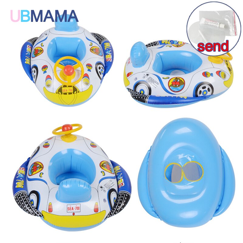 For Kids Above 2 Years Old Kid Swim Seat Floating Ring Infant Inflatable Ring Cartoon Swimming Aircraft Boat With Steering Wheel