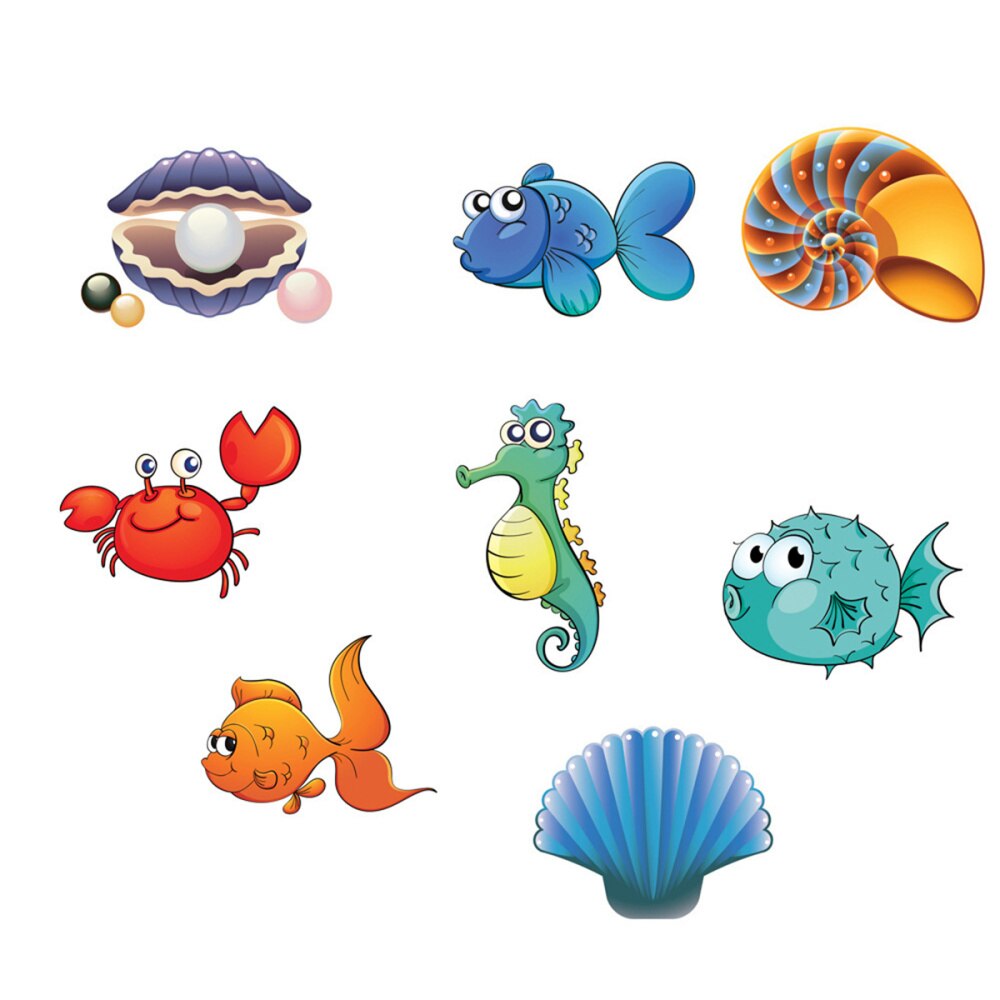 Cartoon Anti-Slip Self-adhesive Sticker Decals for Bathroom Bath Tub Shower Surfaces (Sea World Style)