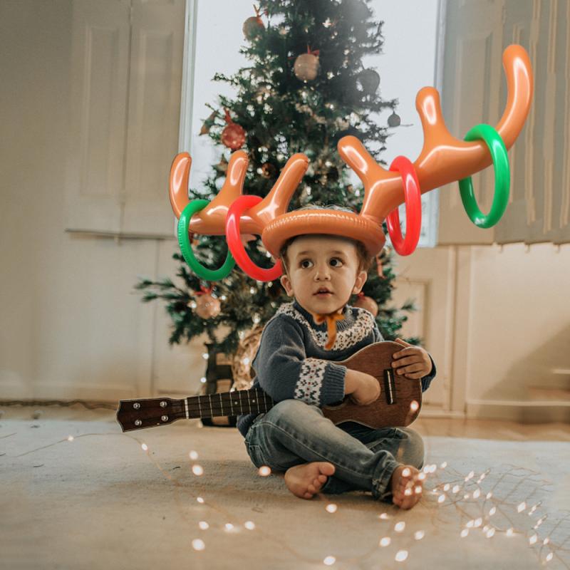 Opblaasbare Kerstman Grappig Rendier Antler Herten Hoofd Hoed Ring Toss Kerstvakantie Party Game Speelgoed Voor Kind speelgoed