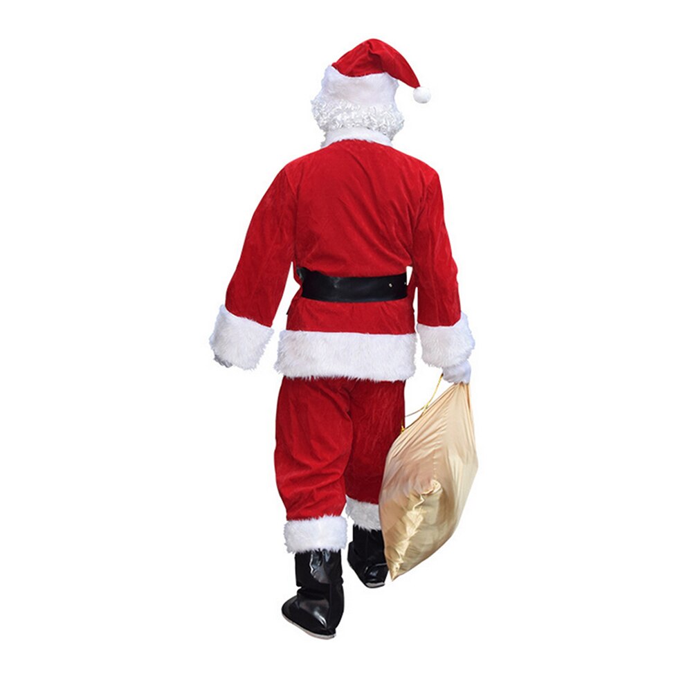Costume père noël noël joue grande taille adulte homme scène performance robe de noël avec barbe chapeau ceinture
