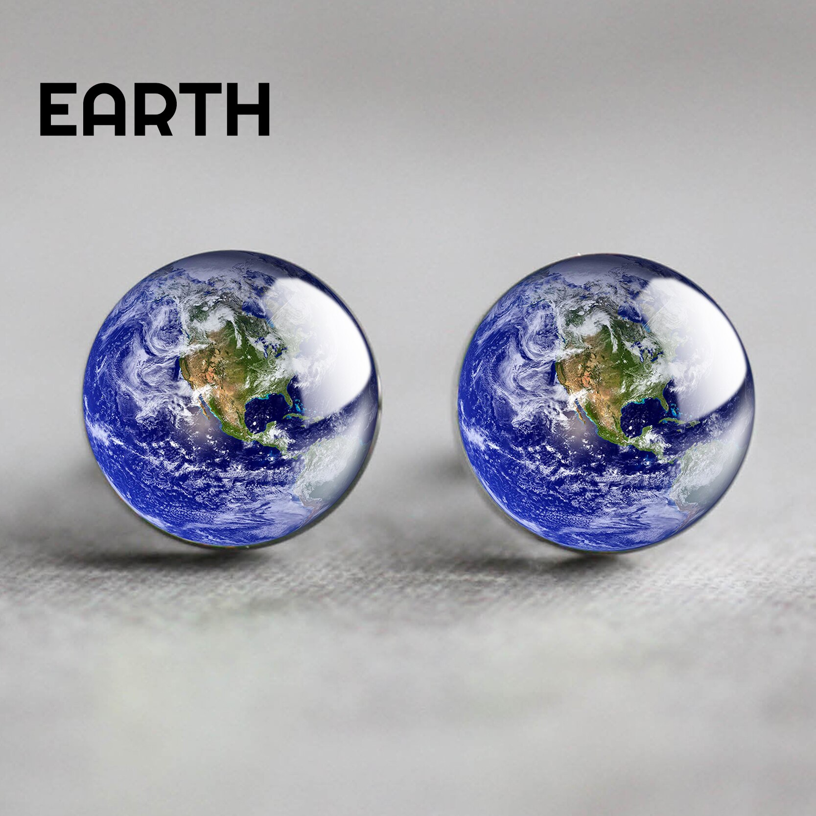 Moon Solar System Planet for Men Wedding Cufflinks Galaxy Nebula Earth Sun Jupiter Jewelry Suit Shirt Cuff Links: EARTH