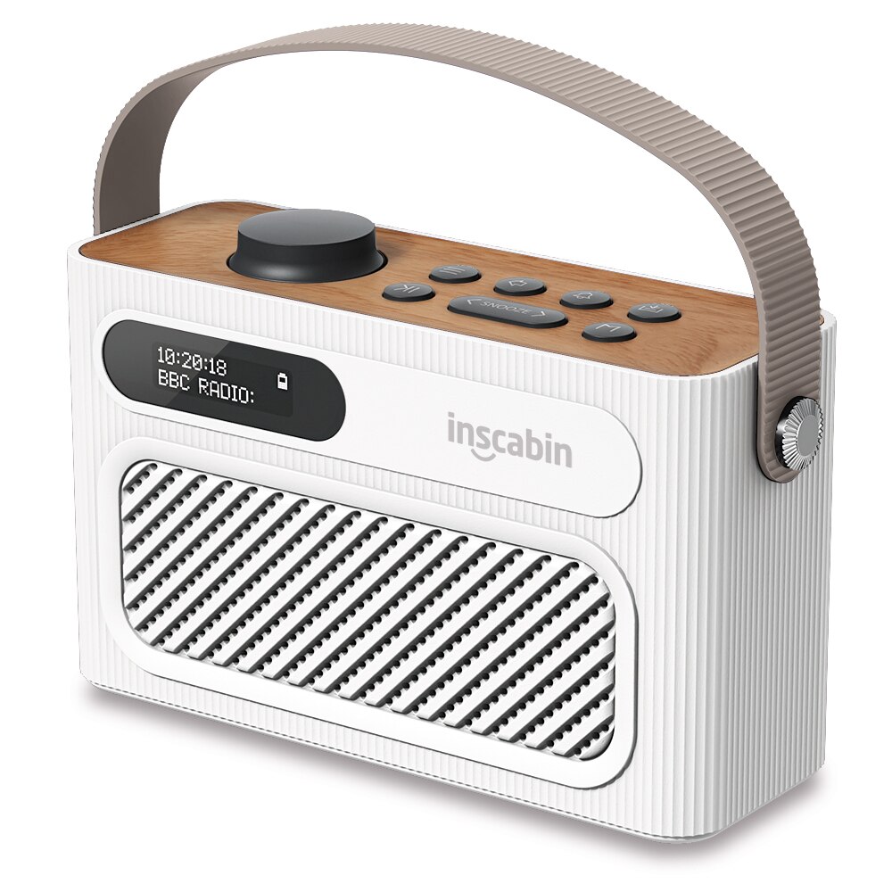 Inscabin M60 Stereo DAB Radio Portable Wireless Speaker with Bluetooth, FM/Beautiful /Rechargable Battery: White