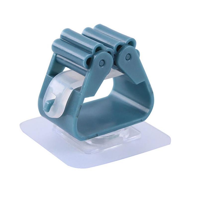 Wall Mounted Mop Holder Bathroom Toilet Lavatory Broom Mop Gripper Adhesive Wall Hanger, Green: dark blue