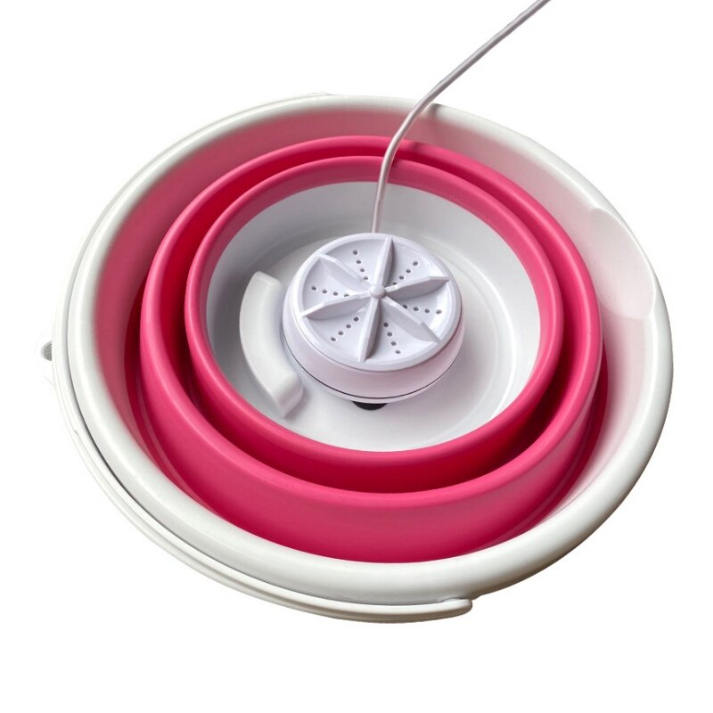 2 In 1 Portable Washing Machine With Foldable Tub Ultrasonic Turbine Washer USB Powered 10L Capacity Portable Washing Machine: B