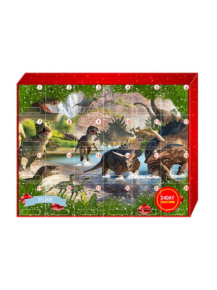 Kerst Advent Countdown Kalender Dinosaurussen Geschenkdoos 24Pcs Knijp Dier Speelgoed Dier Standbeelden Educatief Leuk Speelgoed Voor Kind