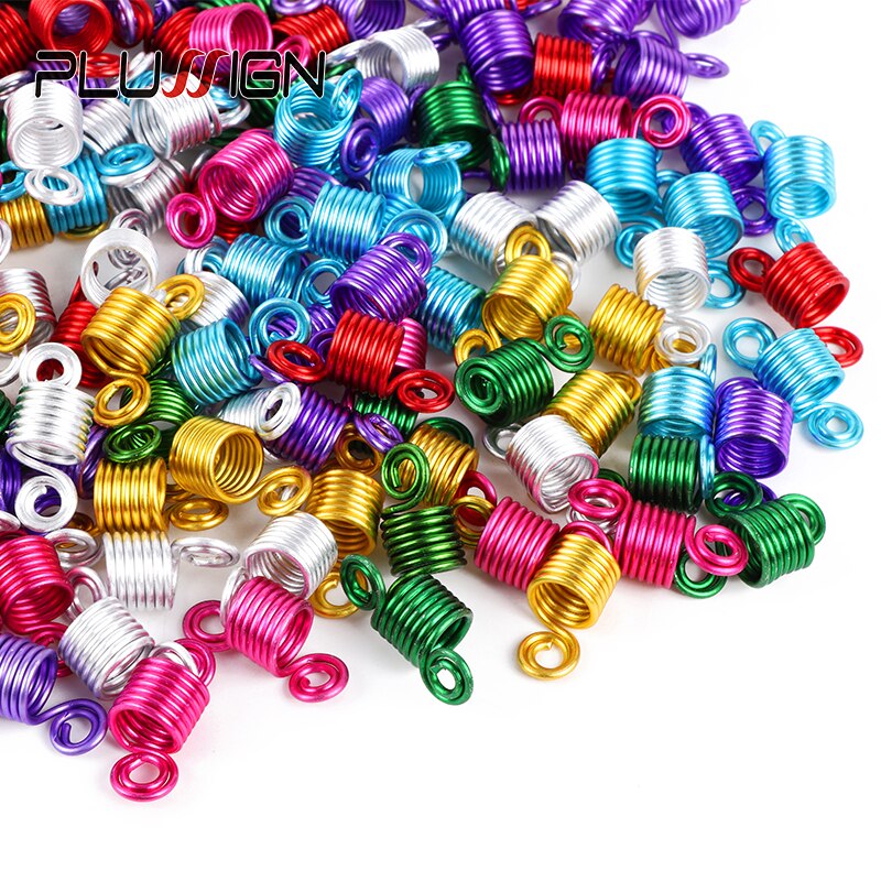 Plussign Perline Capelli 10-20Pcs Dreadlock Perline Nuovi Capelli di Arrivo Polsini Gloden Argento Rosa Trecce Colorate Gioielli di Metallo perline Pinze