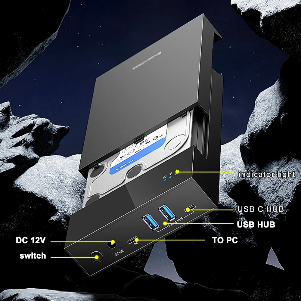 Usb 3.0 20tb sata-kabinett hårddiskdockningsstation usb-portar extern hårddisklåda för 3.5 2.5 -tums sata ssd-hårddiskfodral