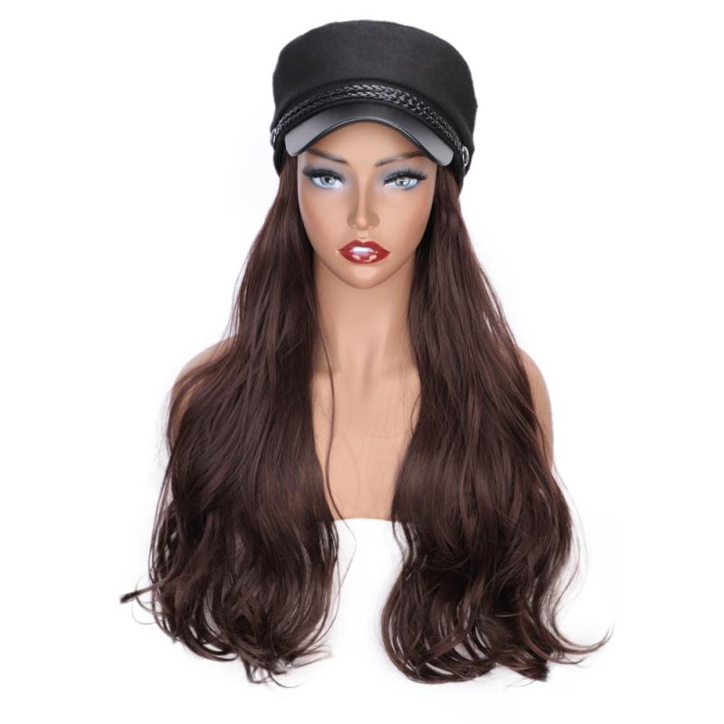 MUSES Wavy Hair Extensions with Black Navy Cap With Hair DetachableSynthetic hair integrate cap with hair for girl party: T4/27/30