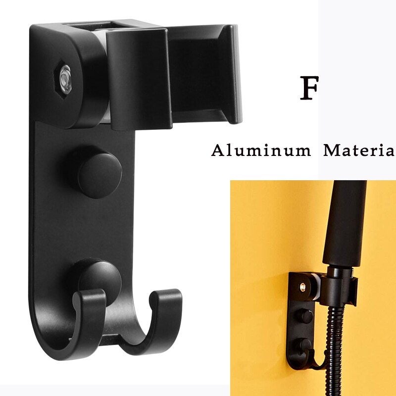 Mat Zwart Handheld Douchestraal Hoofd Houder Bracket Wall Mount Handspuit Massief Messing Accessoires Connector Elleboog Unit Tuit: F  Aluminum