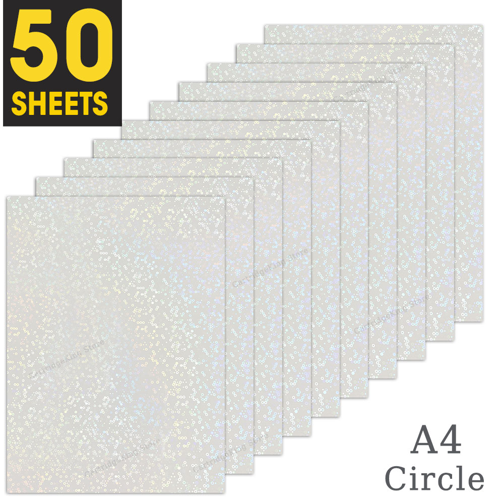 50 hojas de cinta adhesiva holográfica de lámina de arena, estampado en en papel fotográfico A4, película laminada en frío, paquete DIY, tarjeta de Color: Morado