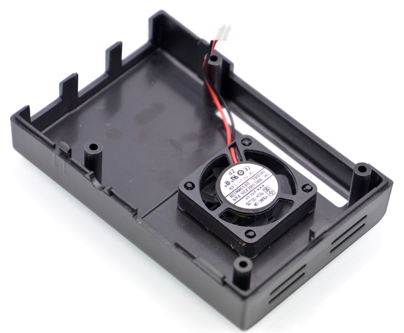 Nieuwste raspberry  pi 2 snap injectie behuizing / raspberry pi b + doos + een kleine ventilator + koellichaam / zwarte plastic behuizing