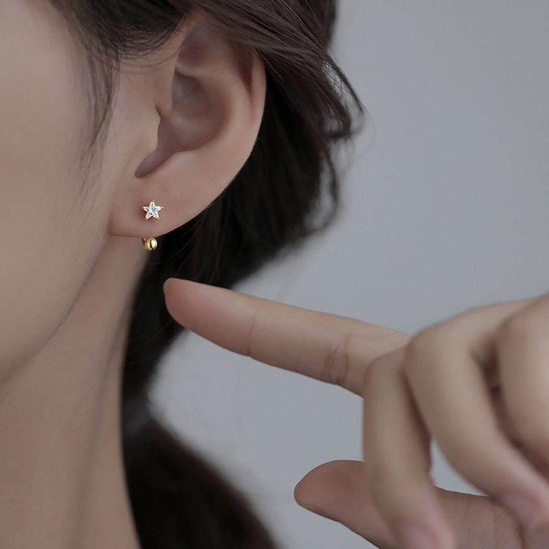 2 STUKS Rvs Star Crystal CZ Oorstekers Oorbellen Vrouwen Zilver Kleur Tragus Kraakbeen Helix Piercing Sieraden