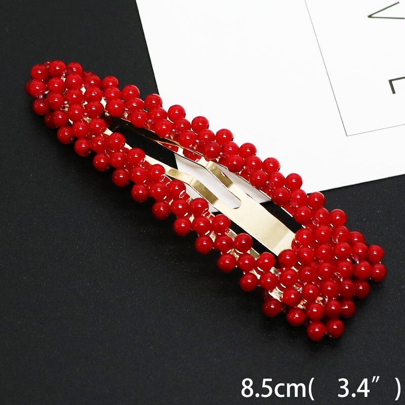 Barrette à cheveux avec perles rouges pour femmes, 1 pièce, épingle à cheveux, coréen, accessoire de coiffure: 2