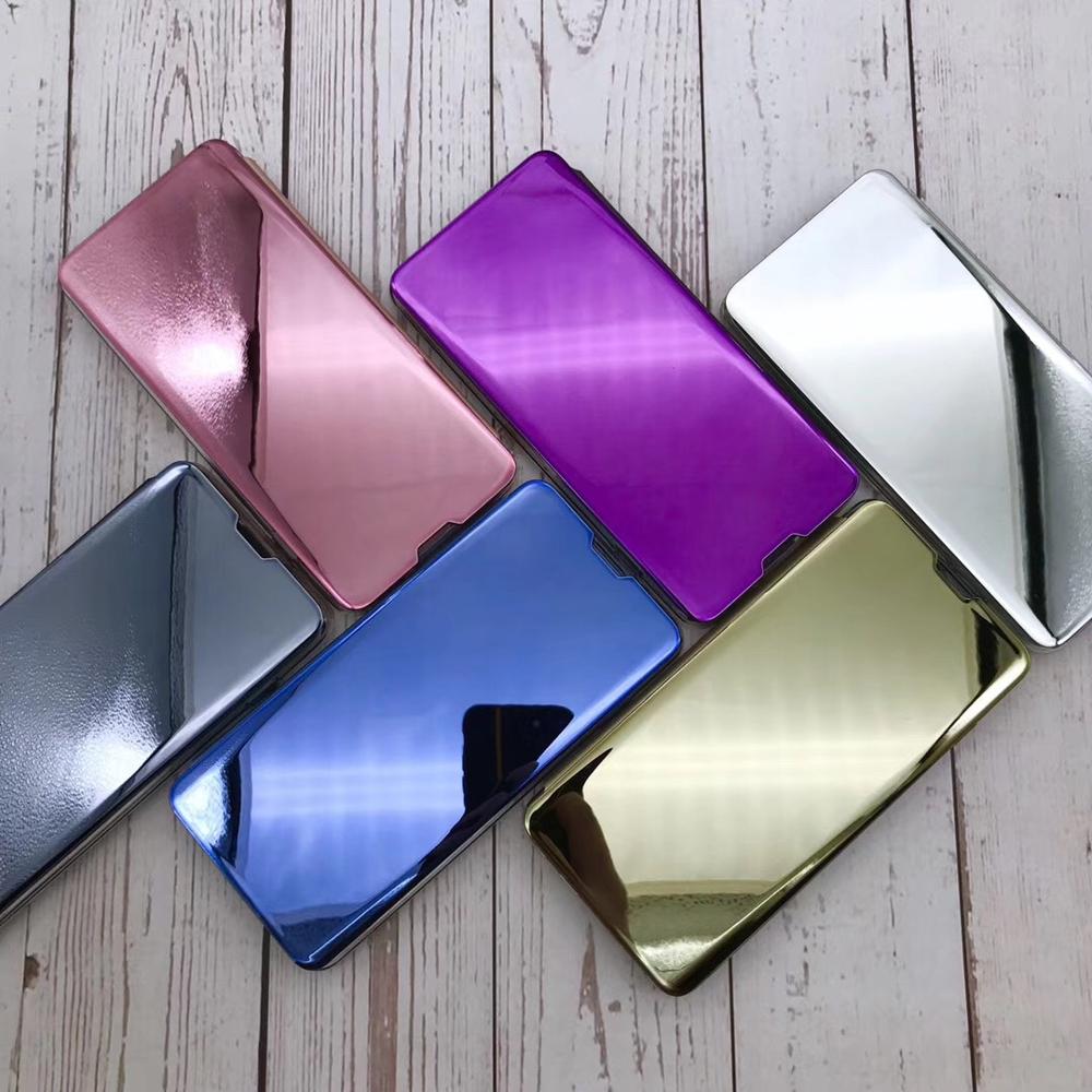 Mirror Flip Case For Huawei P Smart Phone Case Plating Leather Stand Cover For Huawei Y7A Shockproof