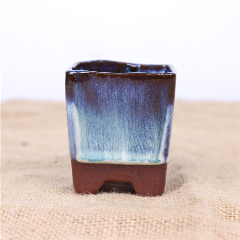 Ceramic Succulent Flower Pot Polygonal Purple Clay Pot Simple Home Garden Bonsai Pot Thumb Basin