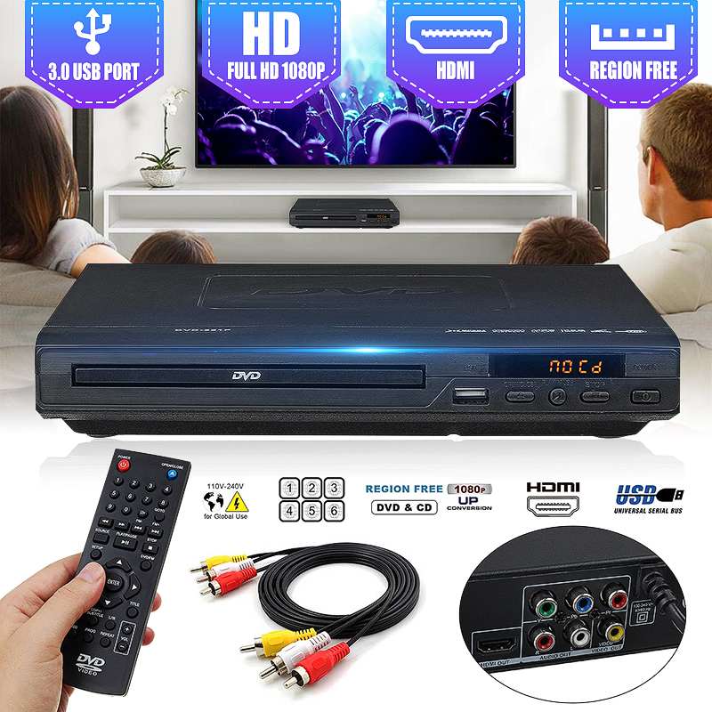 Multi System 1080P HD DVD Player Portable USB 2.0 3.0 DVD Player Multimedia Digital DVD TV Support HDMI CD SVCD VCD MP3 Function