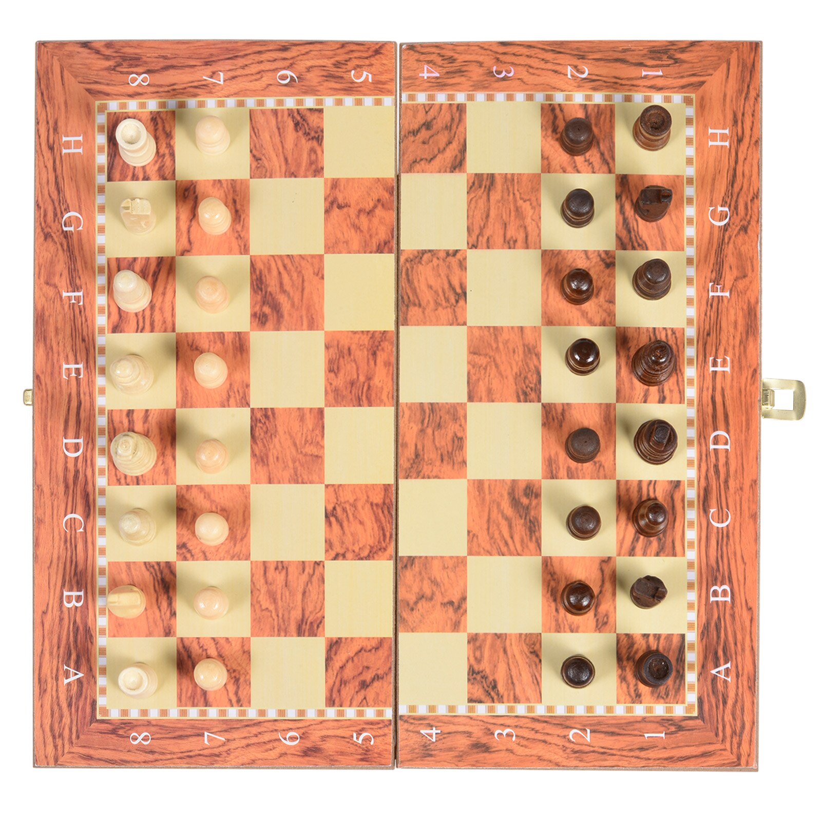 3-in-1 Folding Wooden International Chess Checkers Set Foldable Board Game Funny Game Chessmen Collection Portable Table Game: Default Title