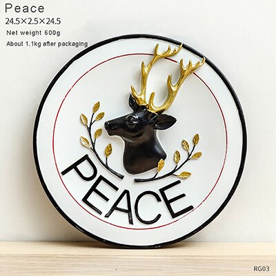 Creatieve hars decoratieve plaat woonkamer slaapkamer gang muur opknoping elanden schilderen decoratieve boord ambachten ornamenten-60140: peace
