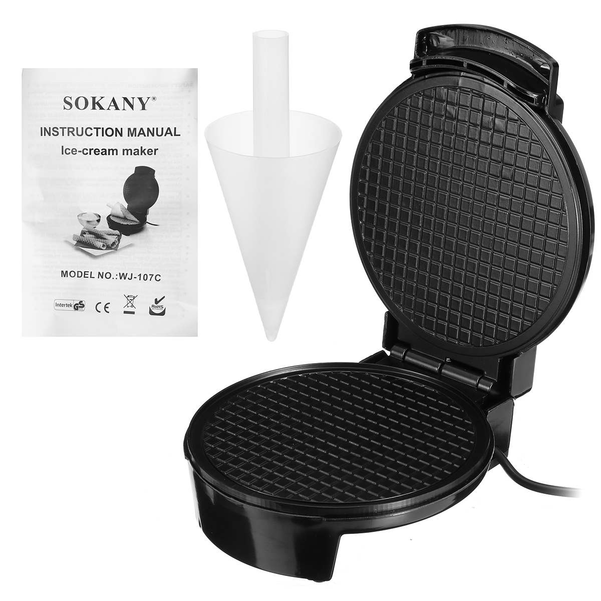 LED Electric Eggs Roll Maker Crispy Omelet Non-Stick Baking Pan Waffles DIY Ice Cream Machine Automatic Temperature Control