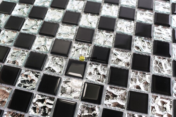 Black Mix Silver Glass Mosaic Kitchen Backsplash JMFGT2023 Bathroom Glass Wall Tile
