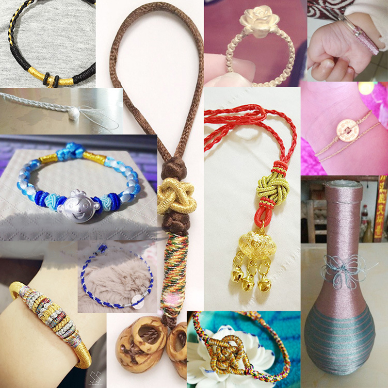 Diy guld / sølv / rødt reb reb med bånd reb label line armbånd til fremstilling af tøj 20 m 1 mm tag reb