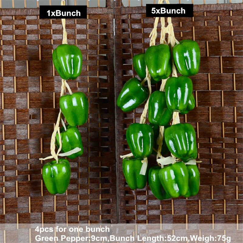 Cuerda de frutas artificiales, cuerdas de vegetales falsos para colgar, espuma de plástico para casa, cocina, decoración de granja, adorno colgante en la pared 1 cuerda