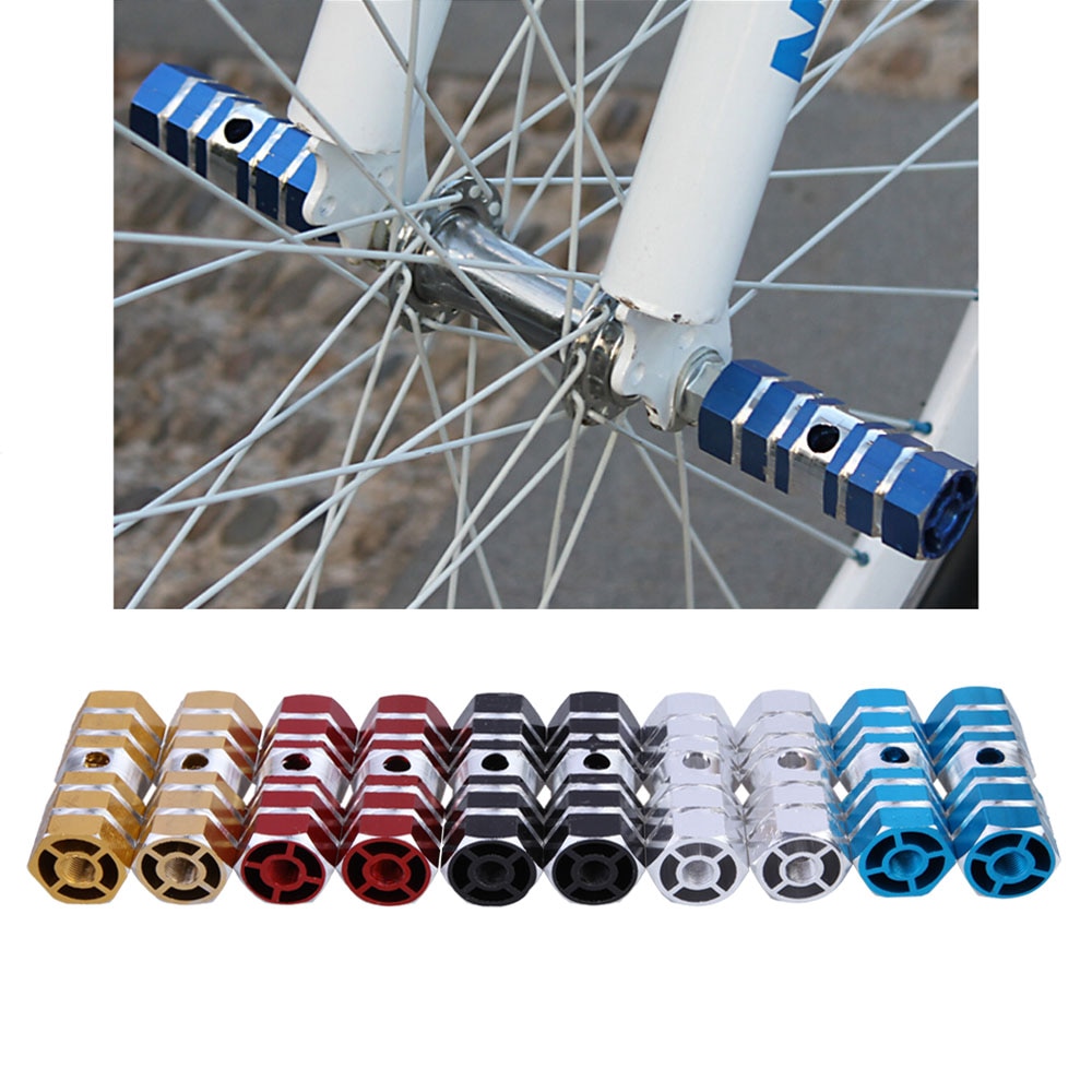 Fietsstok stunt voetsteunen pedaal voor bmx fiets 2 stuks assen aluminiumlegering antislip groef achterste voetpedaal