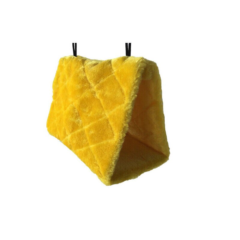 Square Bird Parrot Nest Soft Plush Bird Parrot Hammock Warm Hanging Bed For Pet Cave Cage Hut Tent Toy House for Small Animals: Yellow