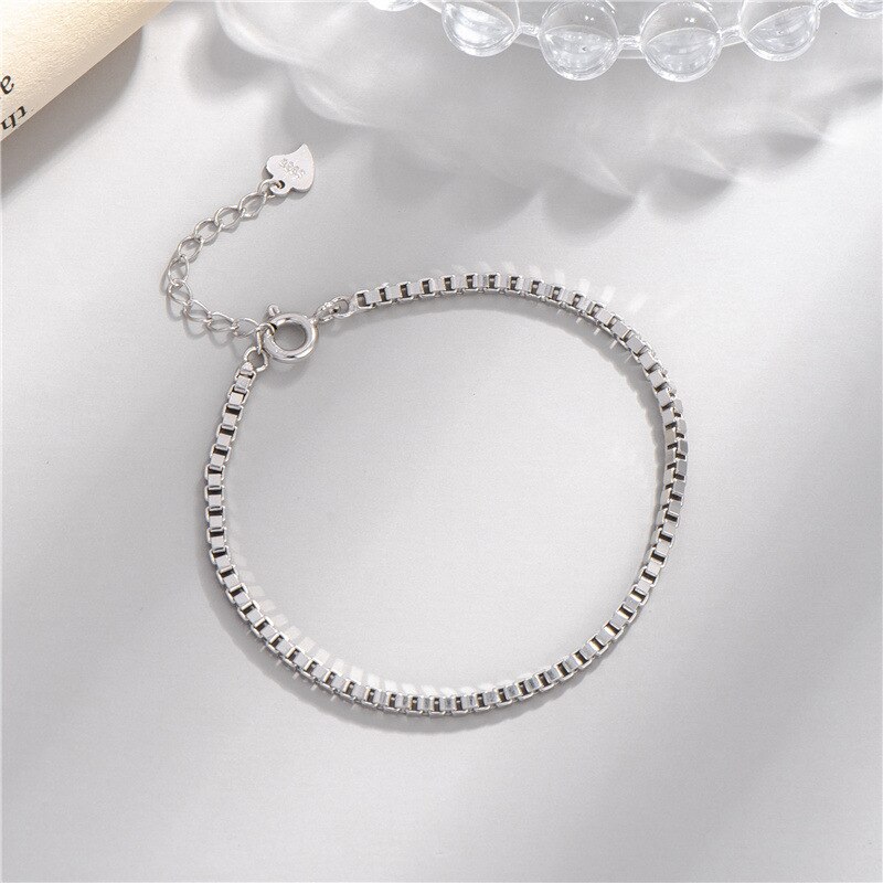 SODROV 925 Sterling Silver Bracelet Box Chain Bracelet Women Bracelet Sterling Silver 925 Mens Bracelet Jewelry