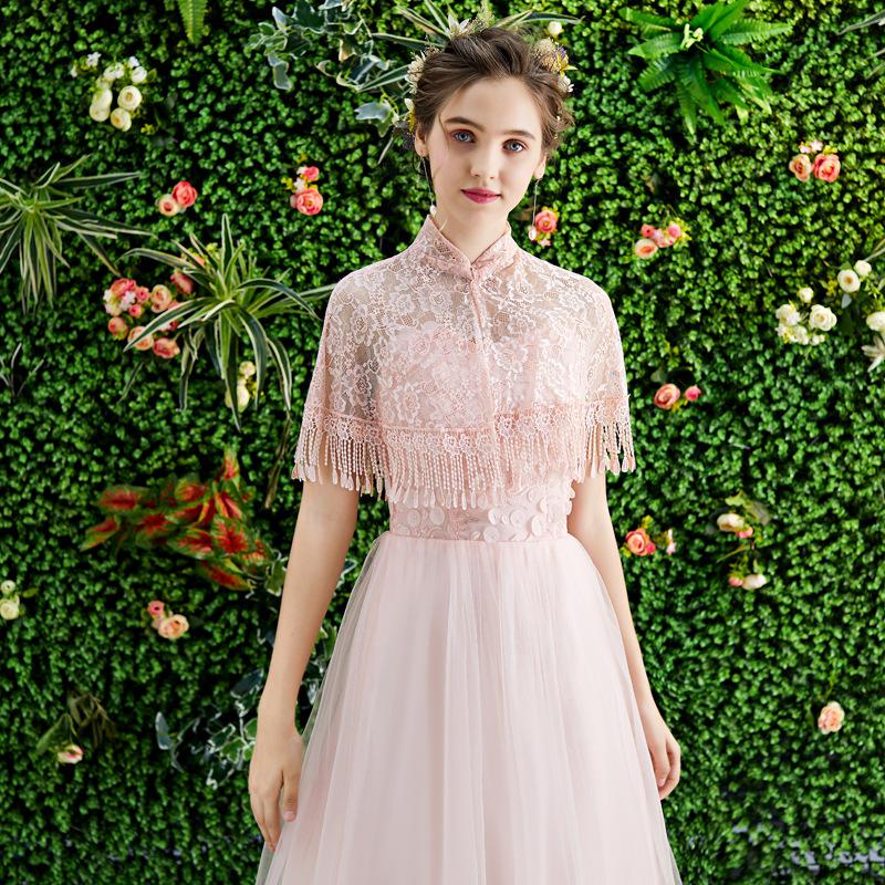 Zomer Vrouwen Bolero 11 Kleuren Kant Bruids Stola Wraps Vintage Kwasten Bruiloft Jas Sjaal Elegante Avond Jas Cape Mariage: Roze