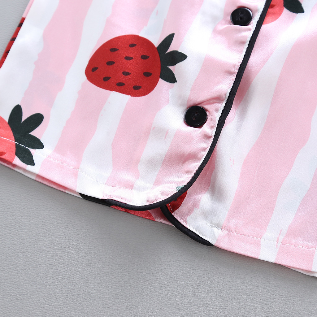 Ensemble de pyjamas pour enfants à rayures aux fraises ensemble de pyjamas pour enfant en bas âge garçon fille à manches courtes hauts + shorts pyjamas vêtements de nuit